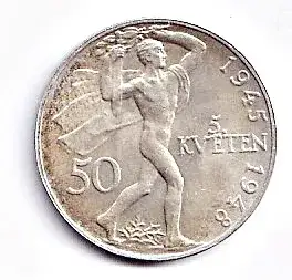 Stříbrná mince 50 Kč - 1948 - 3. výročí Pražského povstání