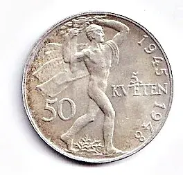 Stříbrná mince 50 Kč - 1948 - 3. výročí Pražského povstání