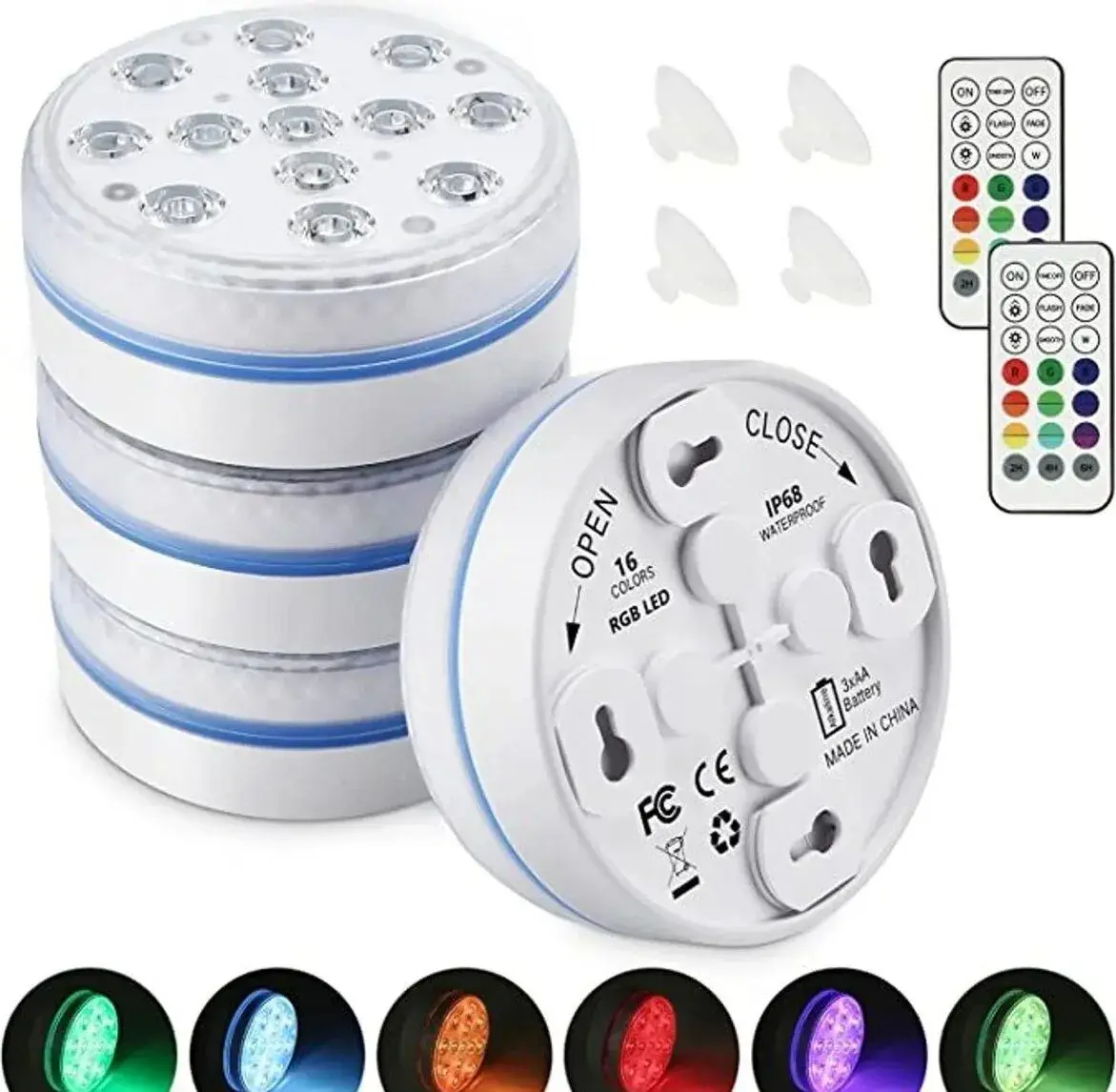 Set 4 kusů podvodních RGB LED světel + 2 ovladače