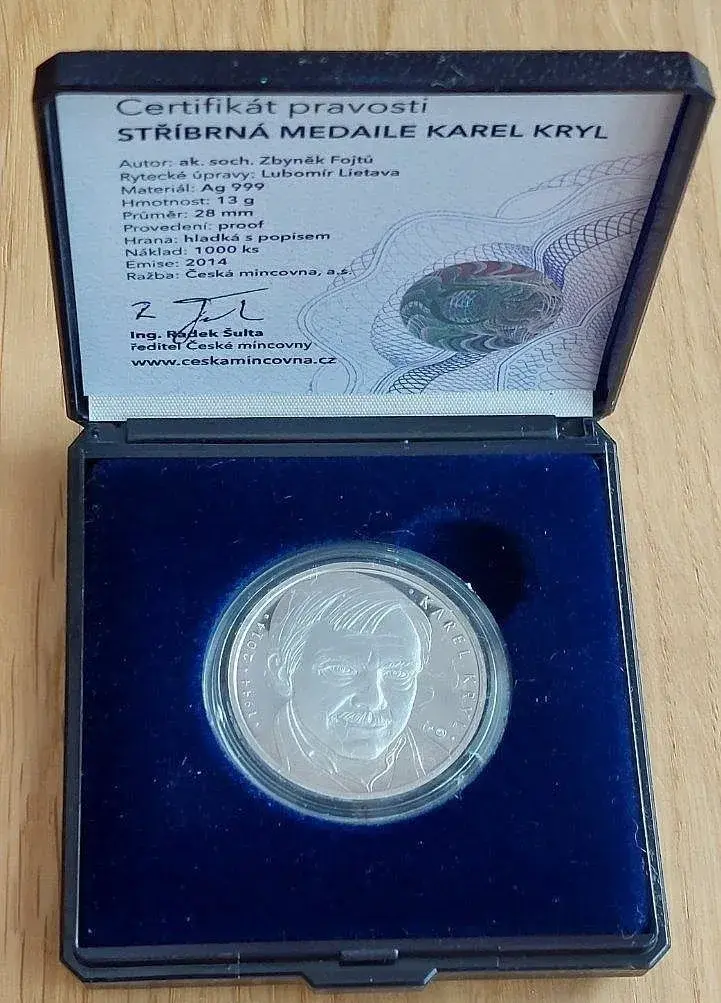 Stříbrná medaile Karel Kryl 70. výročí narození, 2014, Proof