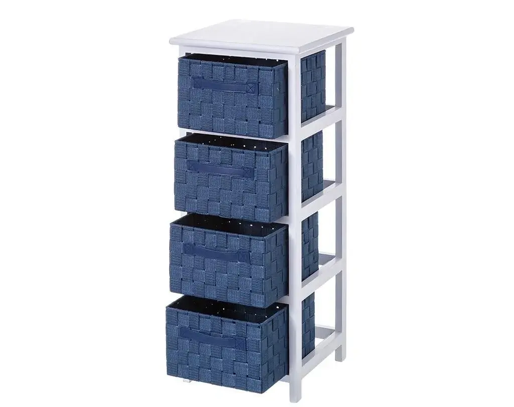 Skříňka se 4 košíky Levi Blue
