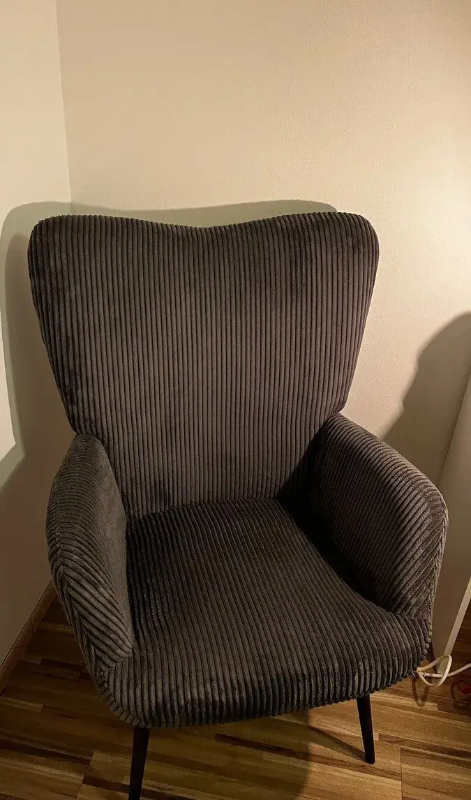 Tectake manšestrové křeslo Hygge + podnožka
