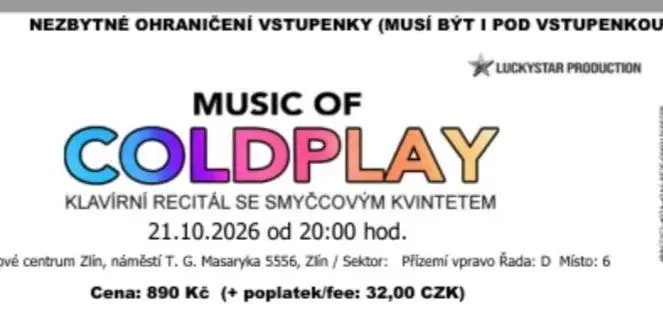 Lístky Coldplay klavírní recitál se smyčcovým kvintetem Zlin