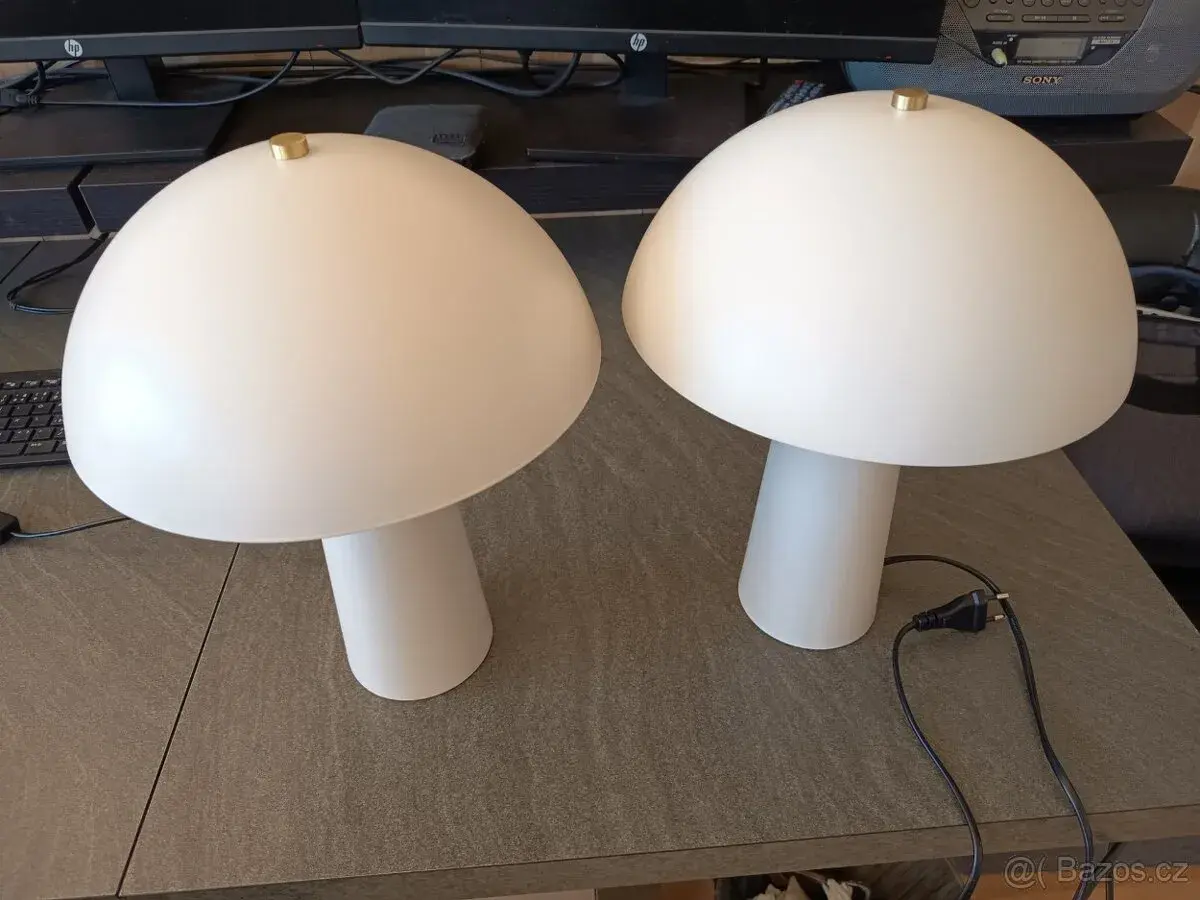 Stolní lampa na noční stolek Ø27xV36 cm (bežová/šedá)