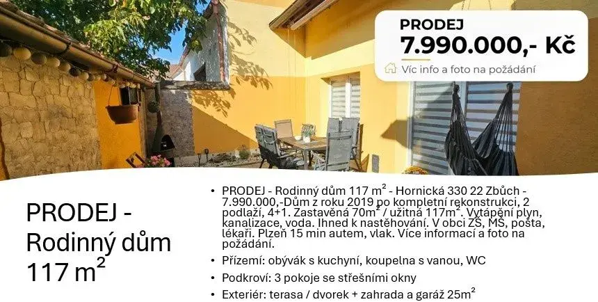 Prodej RD domu + zahrada + garáž