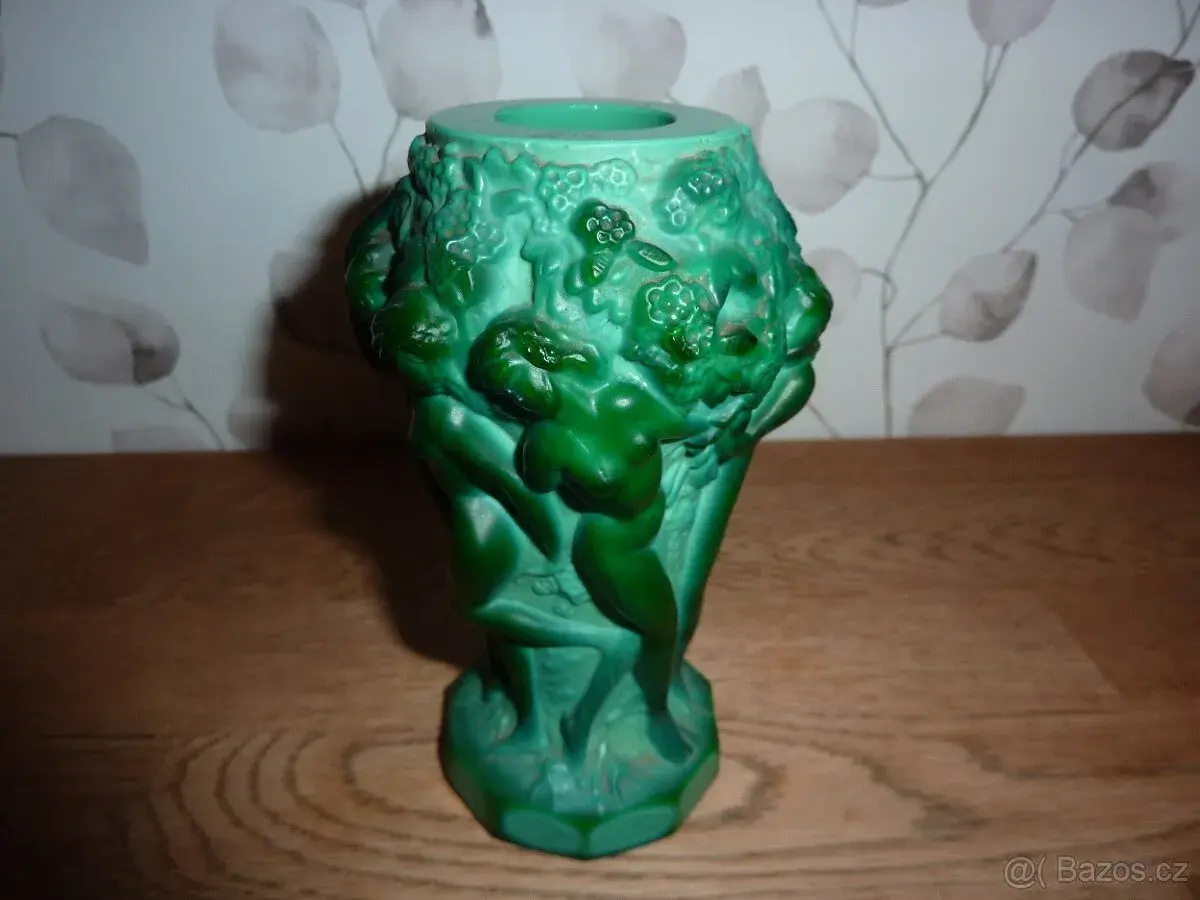 Váza vinobraní Curt Schlevogt - malachit Art deco