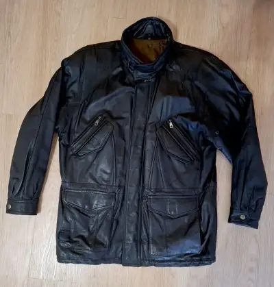 Kožená vintage parka, zateplená, vel. 52
