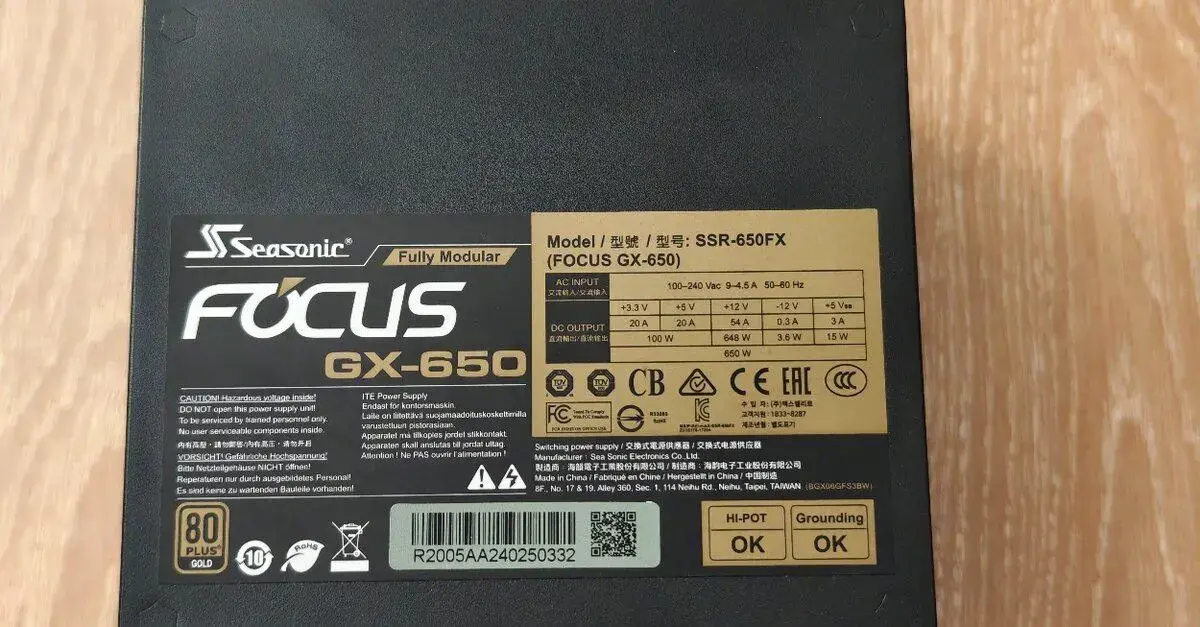 Seasonic focus 650W 80 gold plus