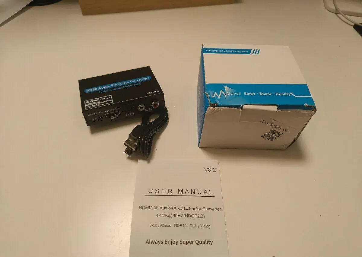 HDMI 2.0 audio extractor s ARC, 4K 60 Hz, HDR