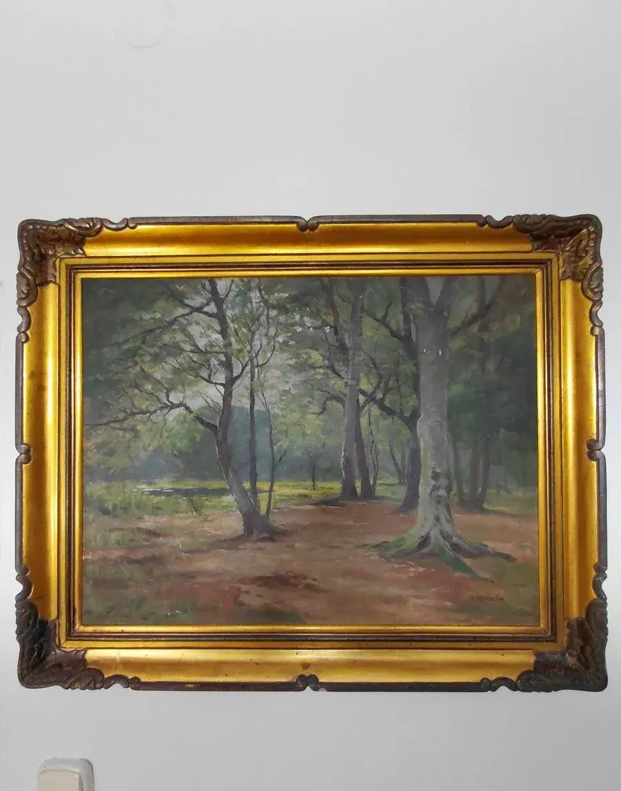 obraz LESNÍ PARTIE, olej, B. Horník (Gottlieb Berghauer)