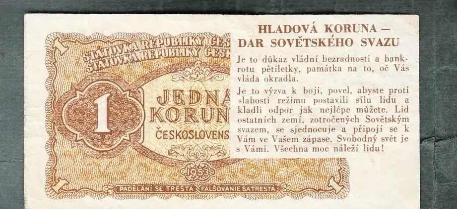Staré bankovky HLADOVÁ KORUNA 1953