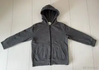 Dětská mikina s kapucí, na zip, tmavě šedá, vel. 110 / 116