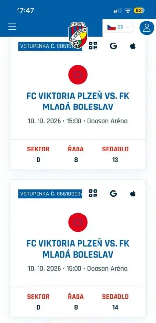 Viktoria-Boleslav vstupenky