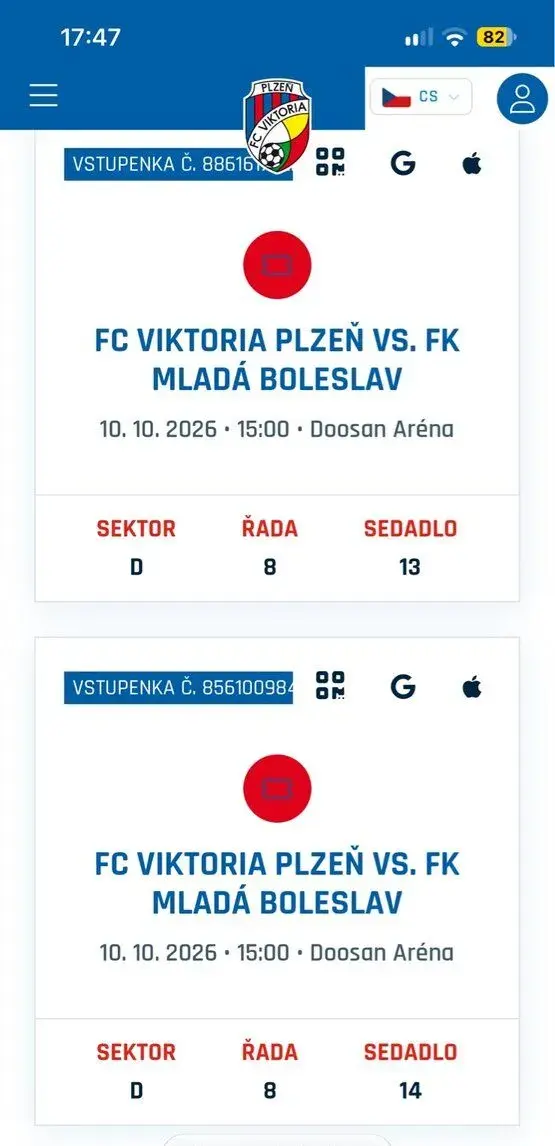 Viktoria-Boleslav vstupenky