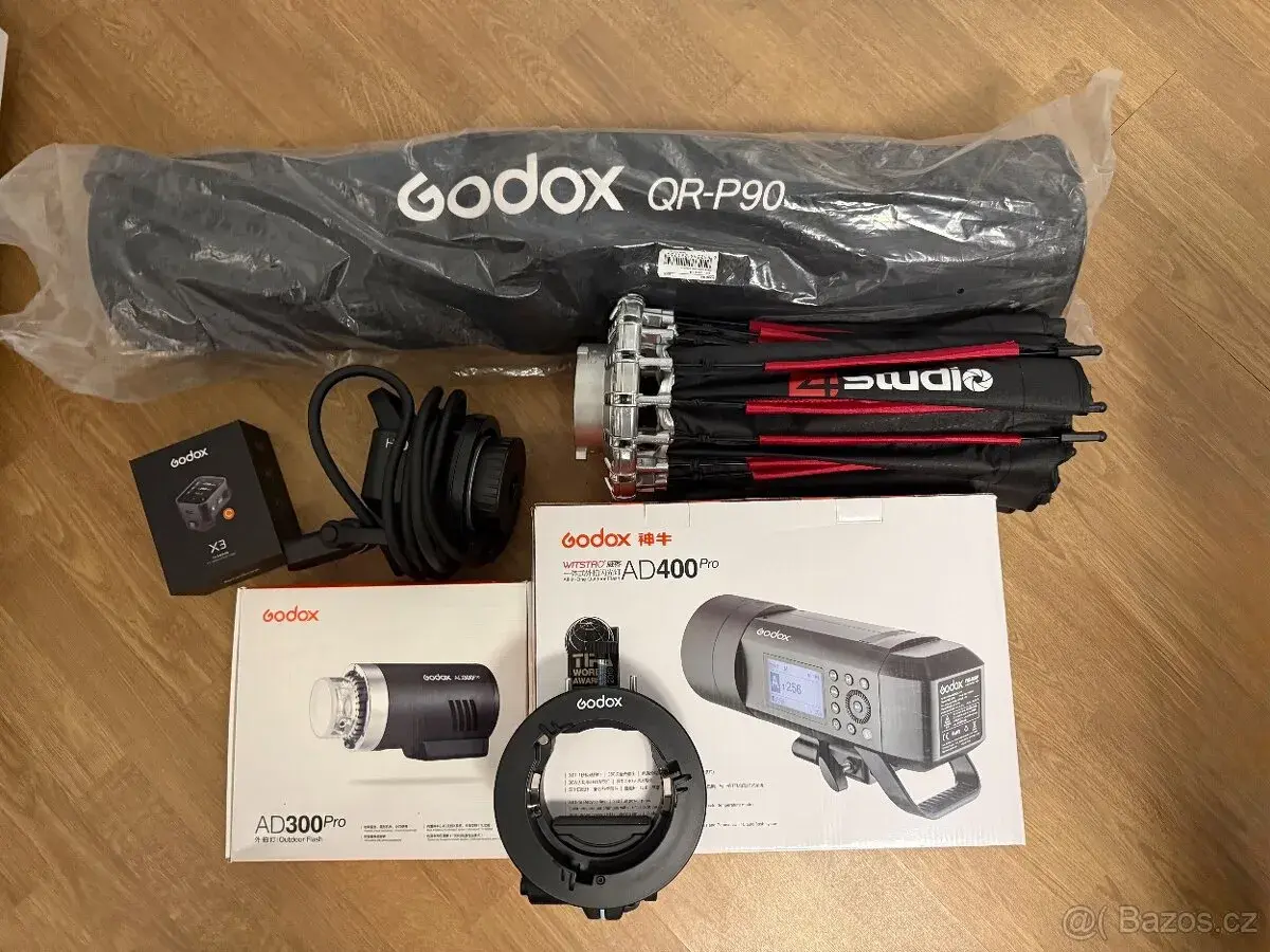 Godox sestava AD400PRO + AD300PRO + QR-P90 + X3 Canon + H400