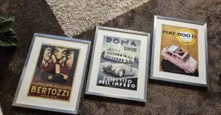 3 retro italské plakáty v rámu