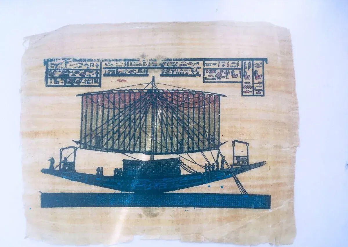 Egyptský ručně malovaný obraz na papyrusu, 43x34cm