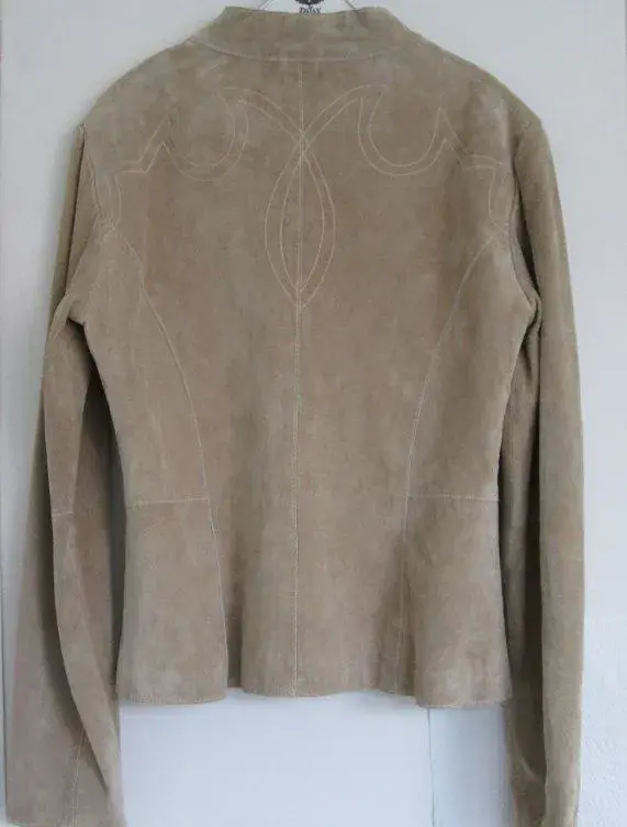 Kožená semišová bunda/sako Esprit, vel. 36/38, barva nude