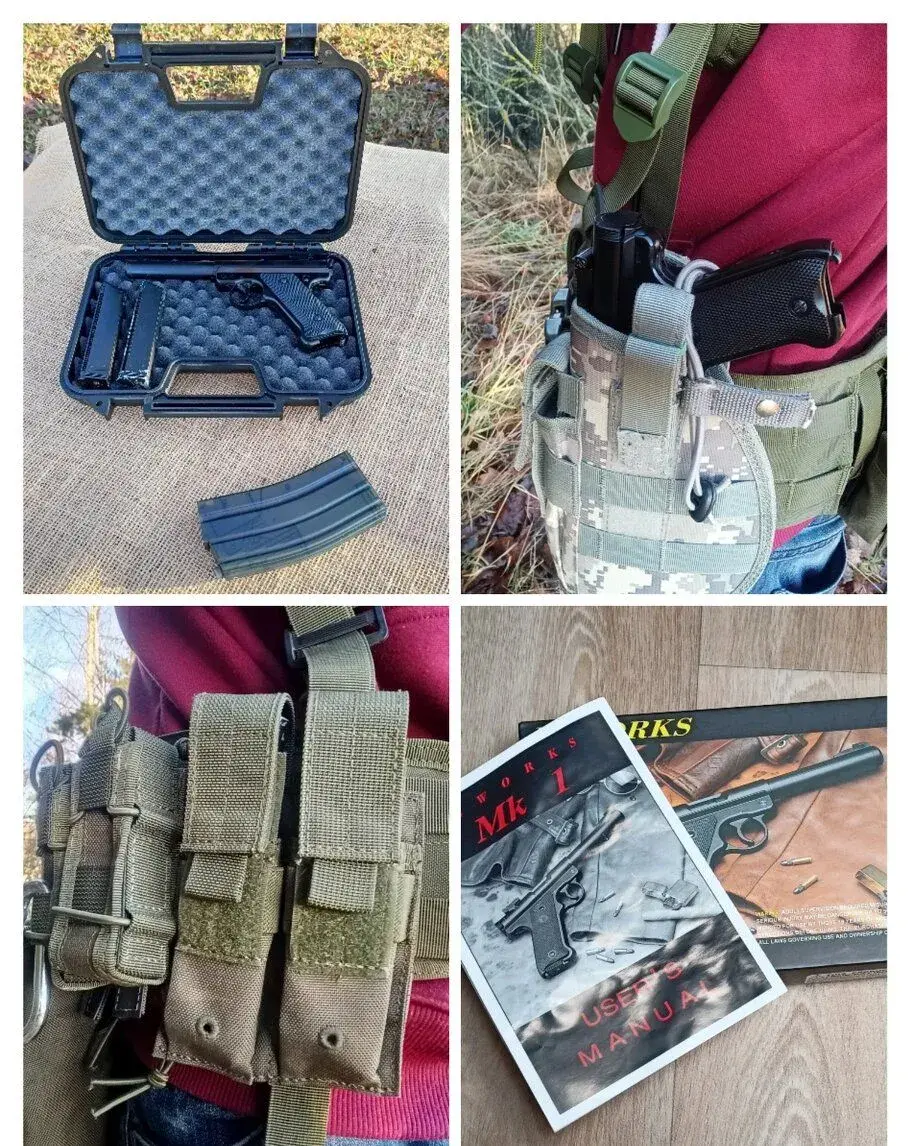 Pistol MK1[KJW] 2x zásobník, kufřík, sumky, pouzdro, plnička
