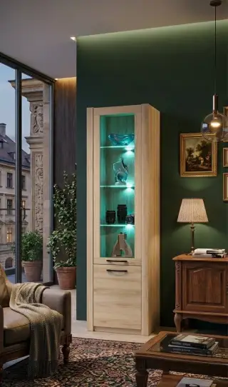 Podsvícená prosklená skříň