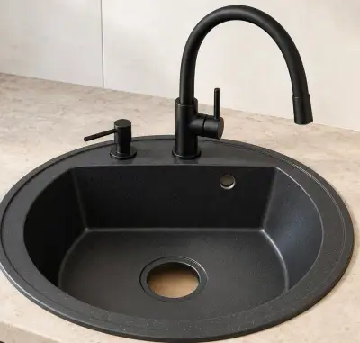 Nový kuchyňský granitový dřez vč. baterie a dávkovače