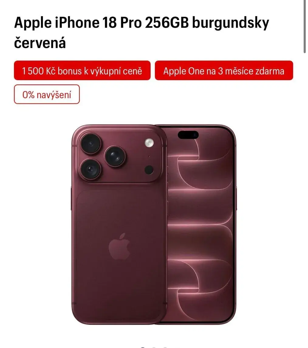 REZERVACE - iPhone 18 pro Burgundy