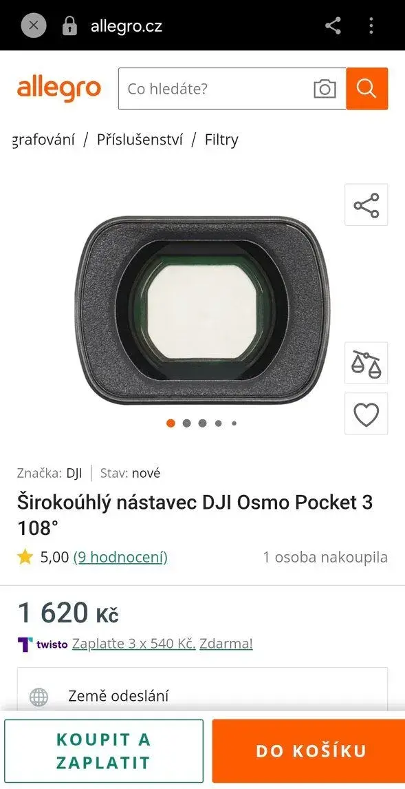 Širokoúhlý nástavec DJI Osmo Pocket 3 108°