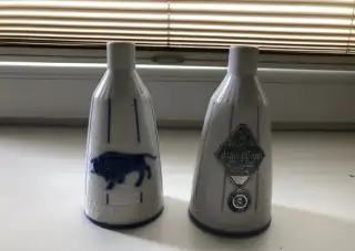 Retro keramické lahvičky Blauer Bison (NDR / Lautergold)2 ks