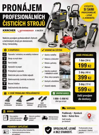Pronájem profesionálních čisticích strojů KÄRCHER, Rothenber