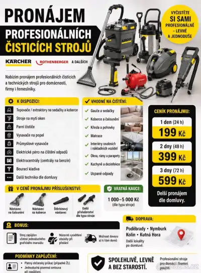 Pronájem profesionálních čisticích strojů KÄRCHER, Rothenber