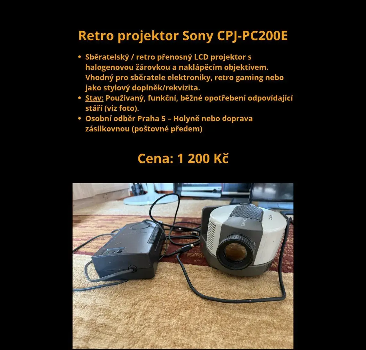 Retro LCD projektor SONY CPJ-PC200E