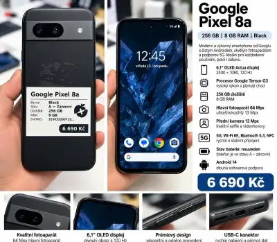 Google Pixel 8a – 256 GB / Black – 6 690 Kč