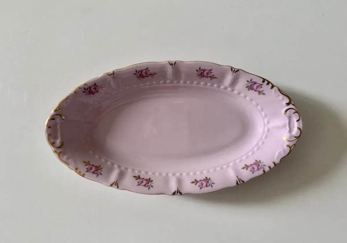 Oválná miska Leander - růžový porcelán Sonáta