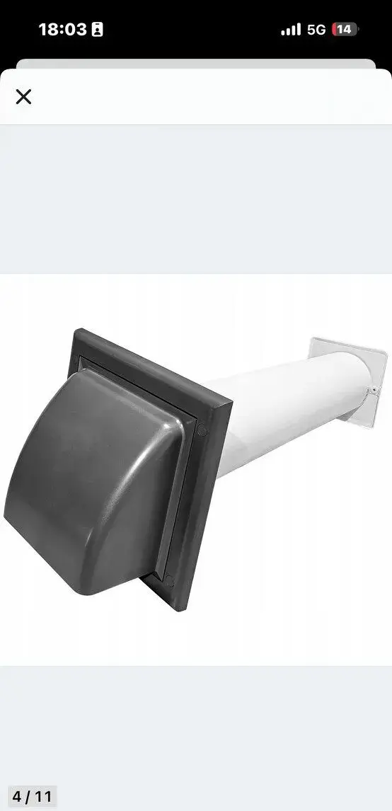 Sada odvětrávacího ventilátoru přes zeď 125 mm grafit senzor