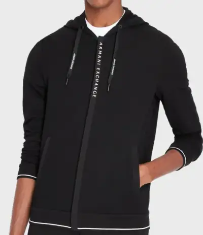 ARMANI PÁNSKÁ BLACK BAVLNĚNÁ STYLOVÁ MIKINA NA ZIP M