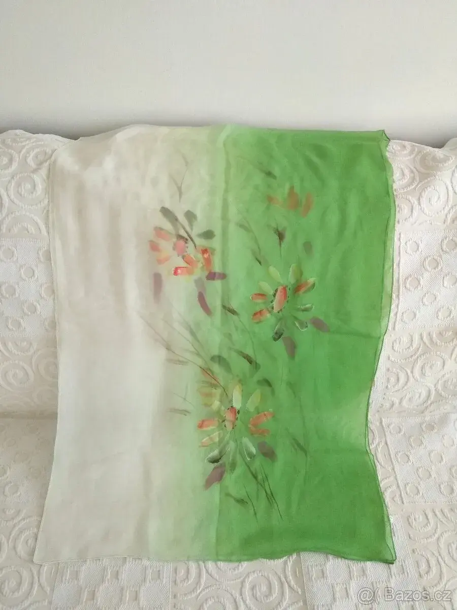Autorská hedvábná šála ze 100% hedvábí Chiffon