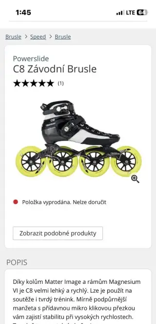 In line brusle Powerslide C8 speed 110 kolecka temer
