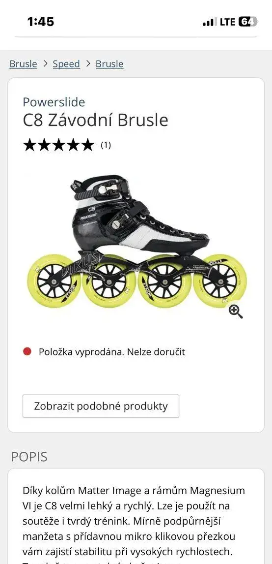 In line brusle Powerslide C8 speed 110 kolecka temer