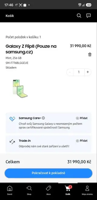 Galaxy Z flip 8 256GB mint