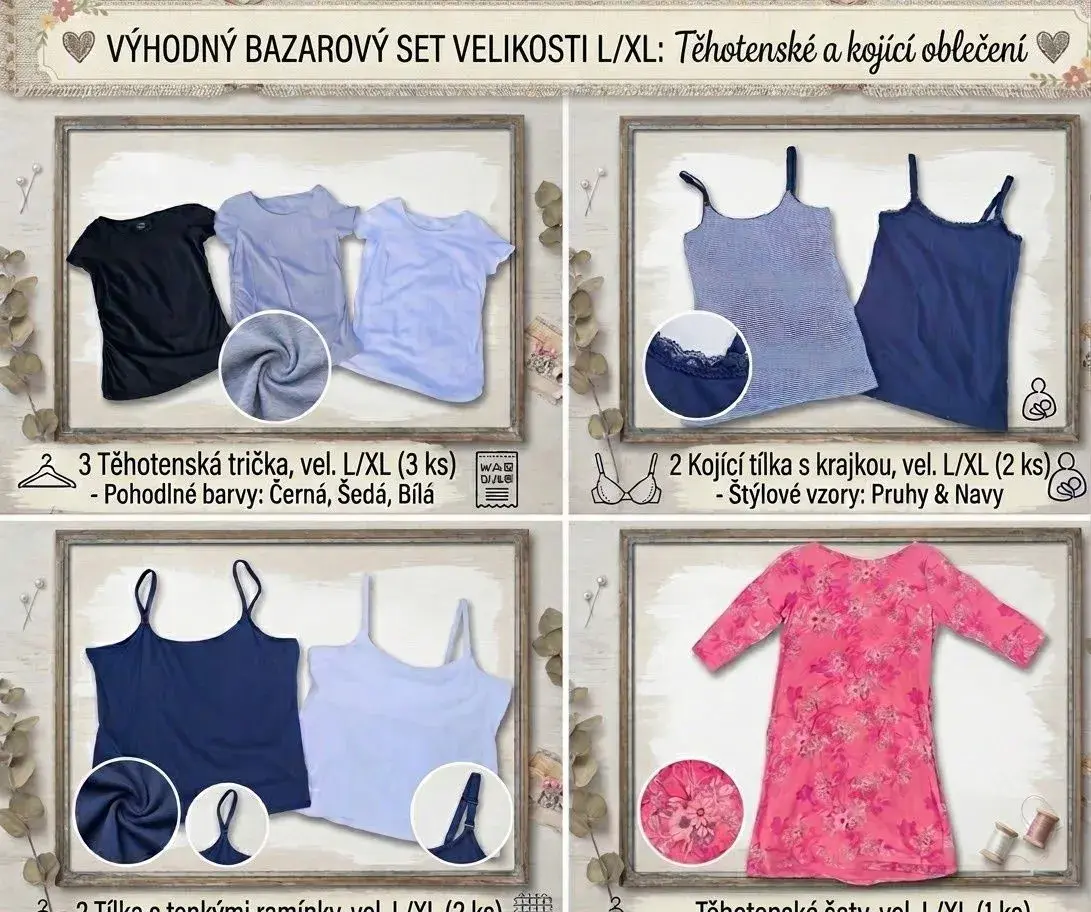 Set/sada těhotenské a kojící oblečení velikost L/XL (44/46)