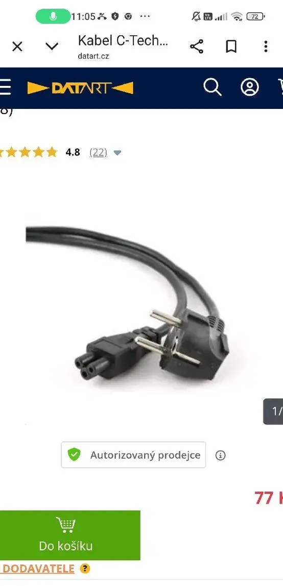 Napájecí kabel pro notebook