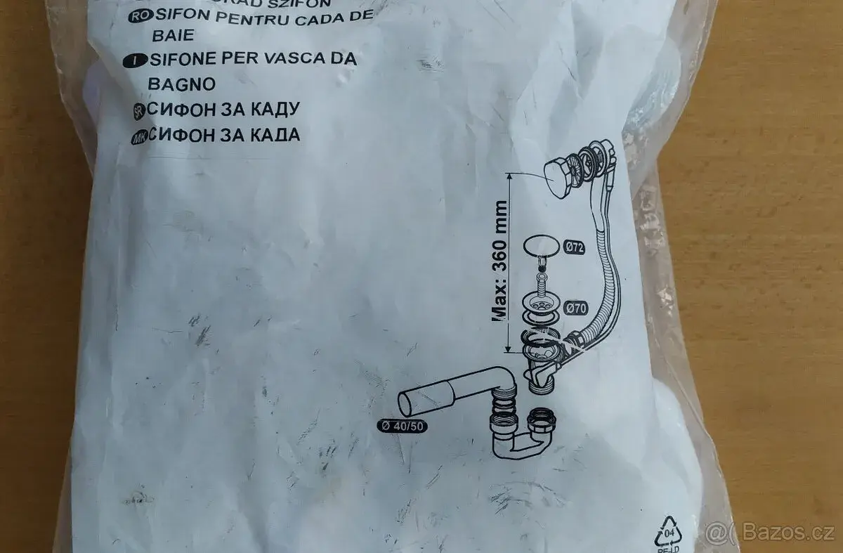 Vanový sifon LIV 5-446 s přepadem a lankovým ovládáním zátky