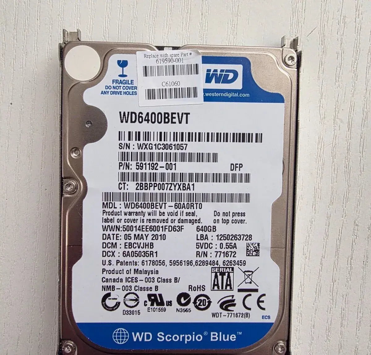 HDD WD 640 GB 2,5"