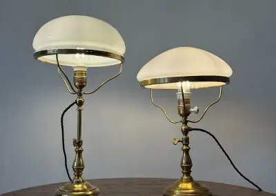 Starožitné stavěcí párové mosazné lampy, cena za obě. Kup te