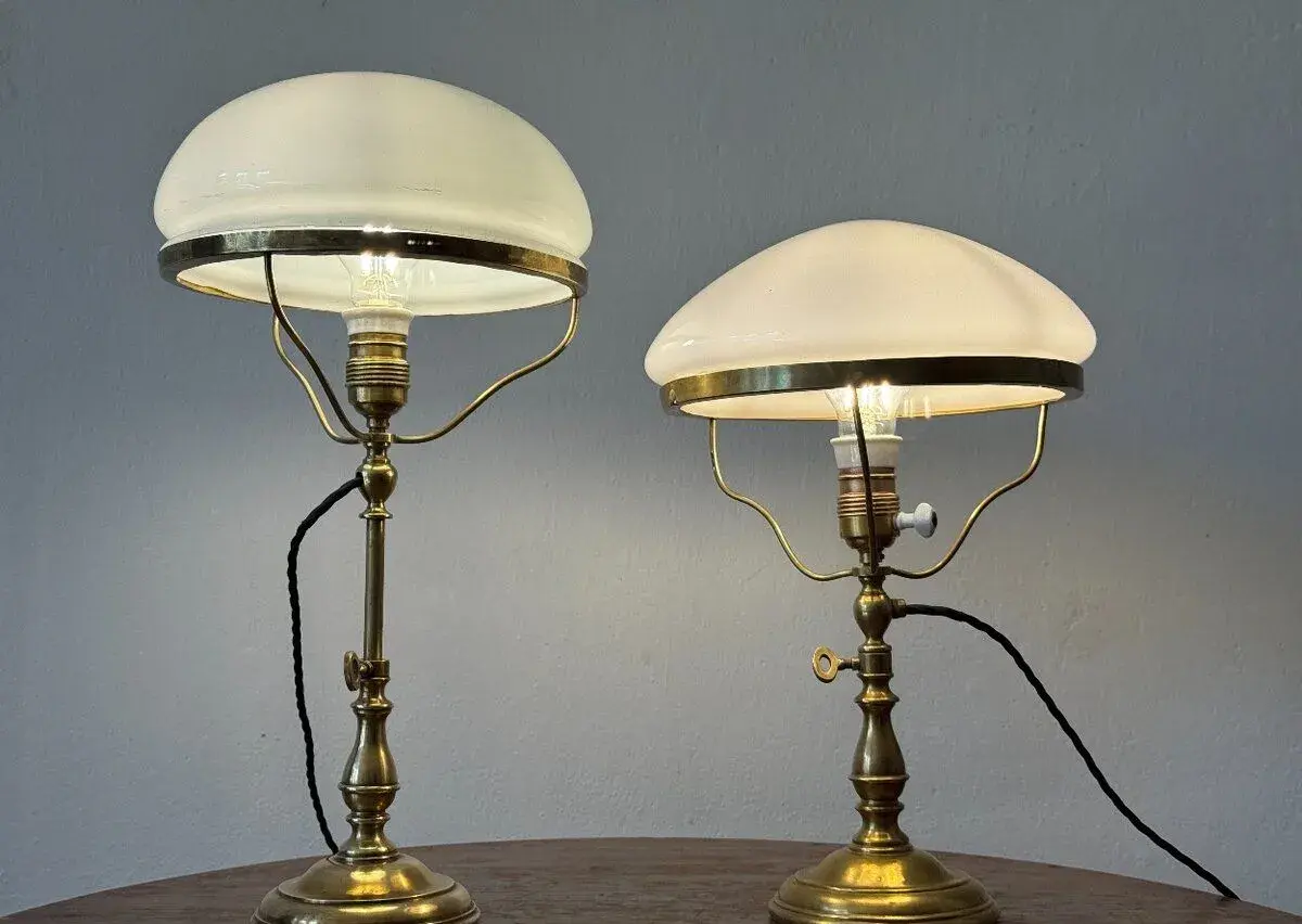 Starožitné stavěcí párové mosazné lampy, cena za obě. Kup te