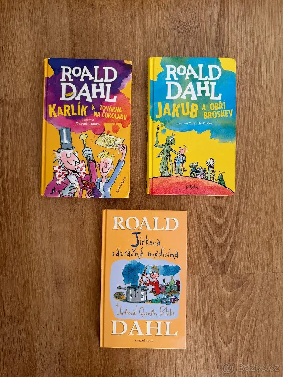 3x kniha Roald Dahl Karlík a továrna na čokoládu, Jakub a ob