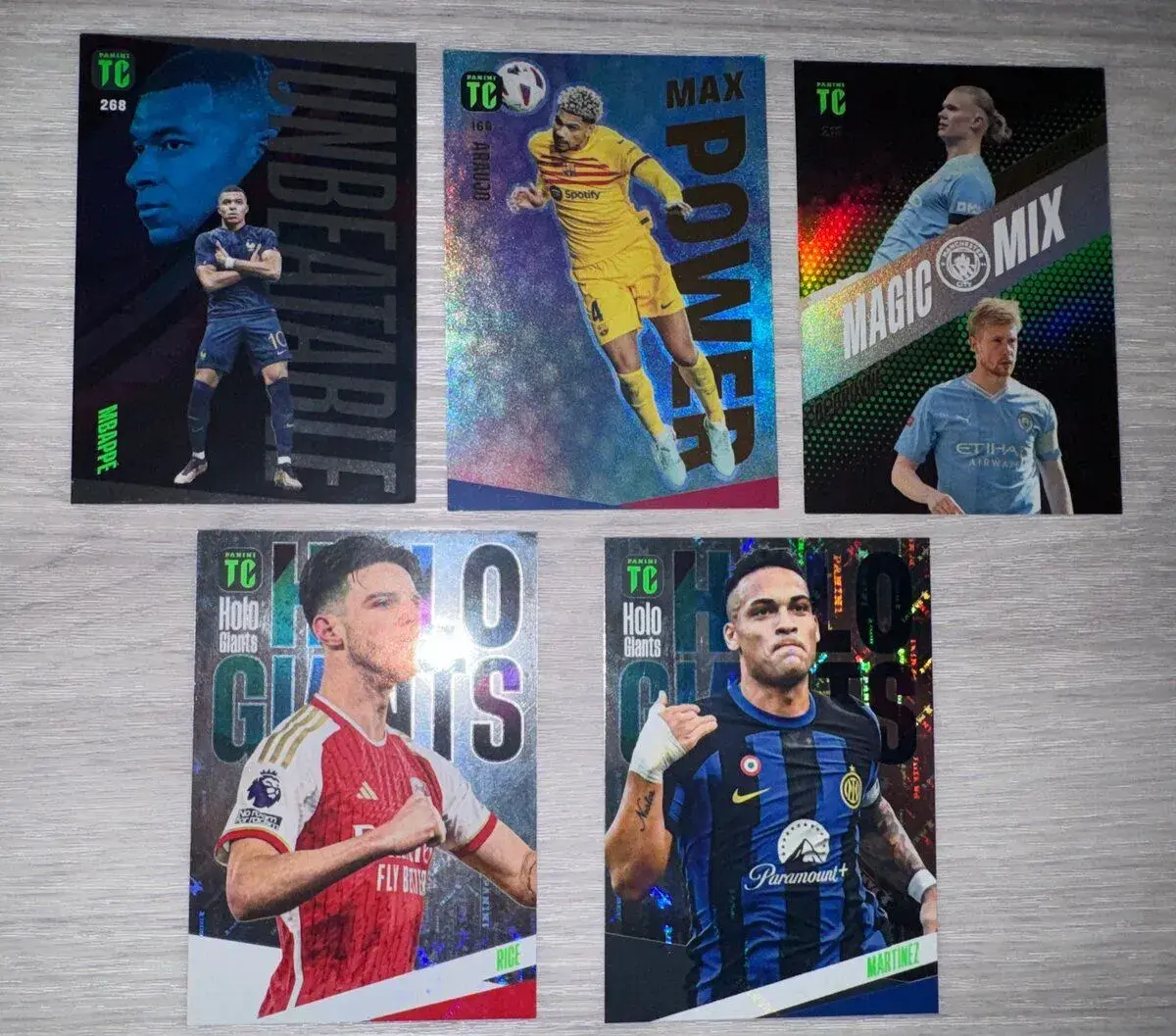 5 x fotbalová kartička Mbappé, Haaland.