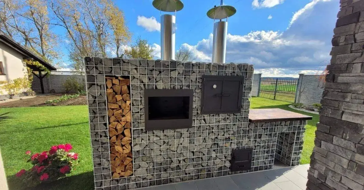 Gabionový gril,krb udírna