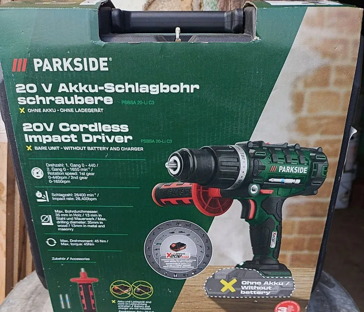 PARKSIDE PSBSA 20-Li C3 NOVÁ aku vrtačka s příklepem
