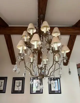 Velký lustr skleněné ověsy a 16 lamp/svící 2 ks (NN02)
